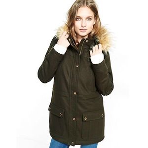 Express Wool Faux Fur Parka Coat